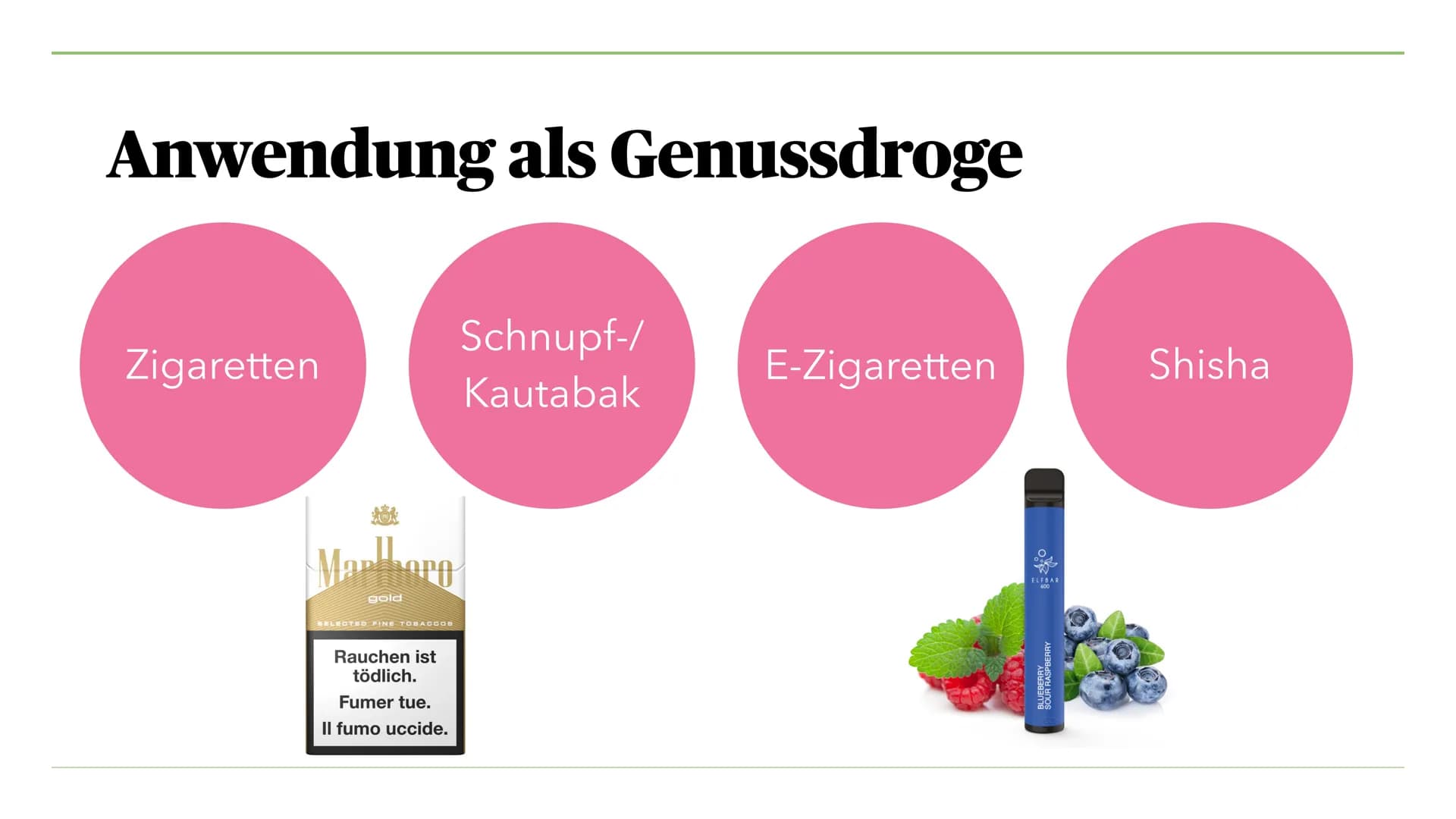 VON MIRA K. UND JULIA S.
Nikotin, Koffein, Teein
und seine Wirkung Inhalt I.
I. Nikotin
1. Was ist Nikotin?
2. Anwendung als Genussdroge
3. 