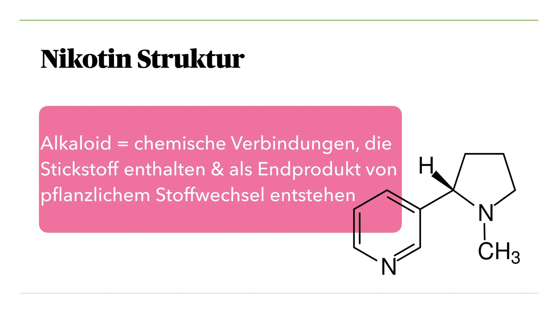 VON MIRA K. UND JULIA S.
Nikotin, Koffein, Teein
und seine Wirkung Inhalt I.
I. Nikotin
1. Was ist Nikotin?
2. Anwendung als Genussdroge
3. 