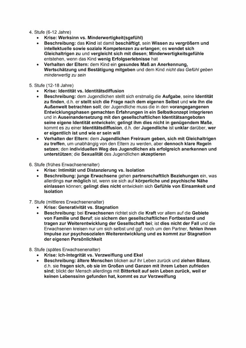Grundannahmen
Jeder Mensch durchläuft im Laufe seines Lebens acht verschiedene Stufen, die
einem epigenetischem Prinzip folgen, d.h. diese a