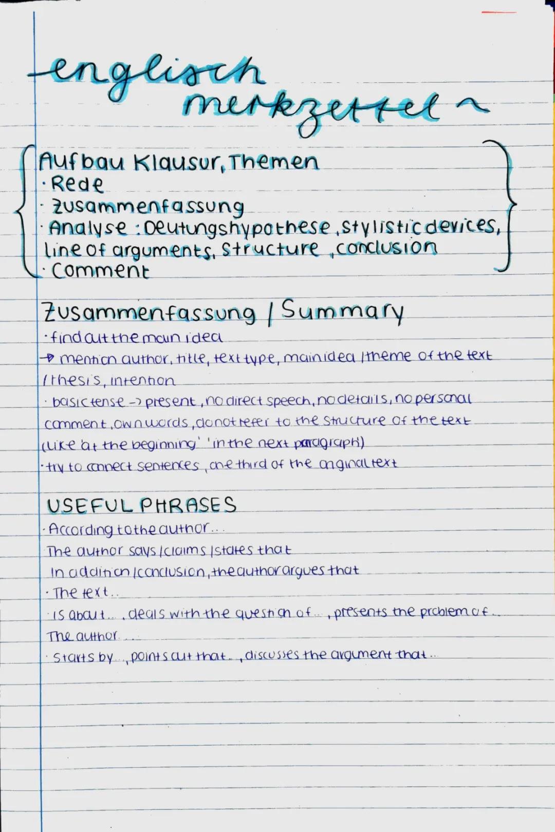 Analyse Merkblätter Stylistic Devices - Useful Phrases