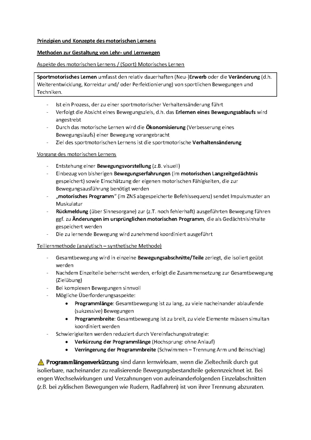 Abitur Sport LK Lernzettel