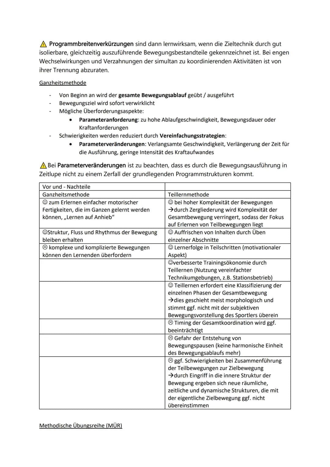 Prinzipien und Konzepte des motorischen Lernens
Methoden zur Gestaltung von Lehr- und Lernwegen
Aspekte des motorischen Lernens/(Sport) Moto