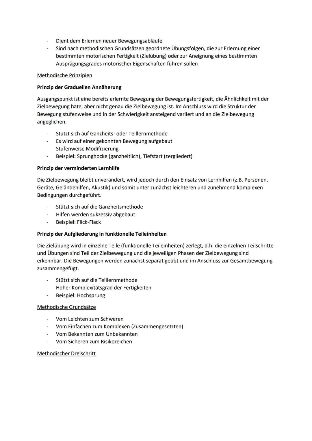 Prinzipien und Konzepte des motorischen Lernens
Methoden zur Gestaltung von Lehr- und Lernwegen
Aspekte des motorischen Lernens/(Sport) Moto