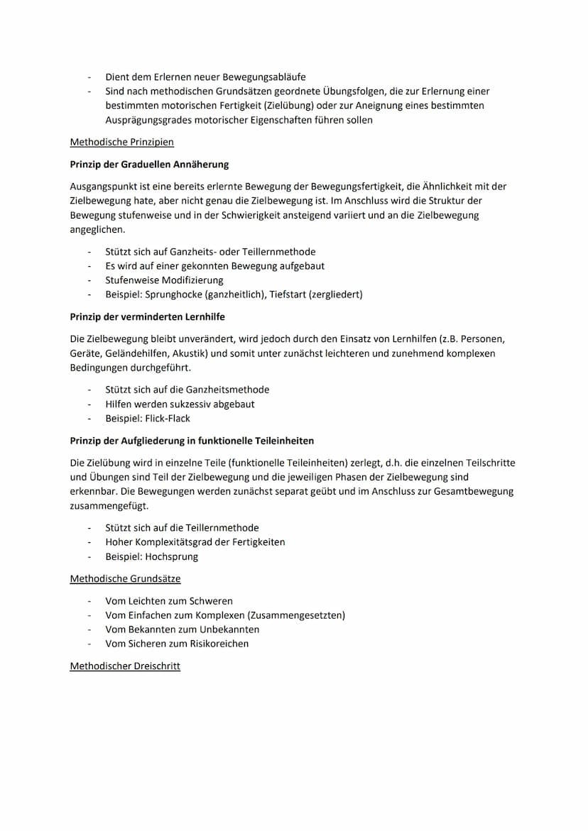 Prinzipien und Konzepte des motorischen Lernens
Methoden zur Gestaltung von Lehr- und Lernwegen
Aspekte des motorischen Lernens/(Sport) Moto