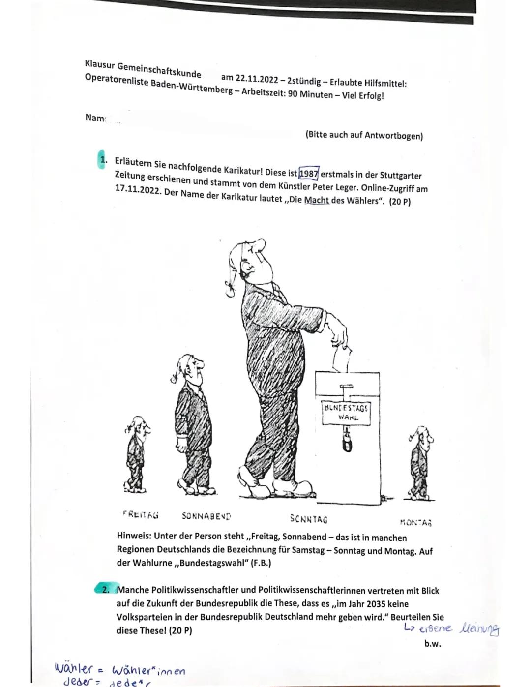 Partizipation , Karikatur Analyse 