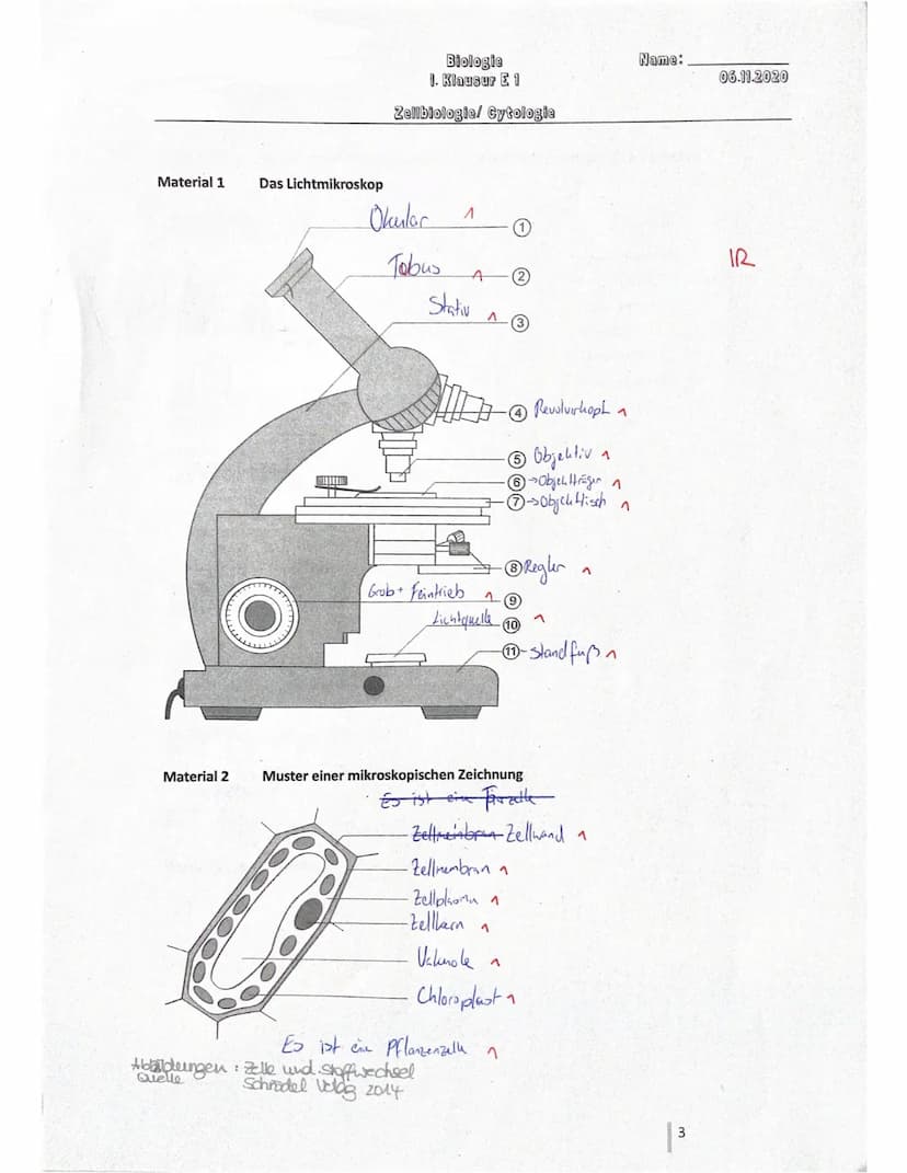 Biologie
1. Klausur E 1
Zellbiologie/ Cytologie
Name:Kiding
1. Einführung in die Biologie
( 11 BE) 6,5
Die Biologie vereint 8 Basiskonzepte.