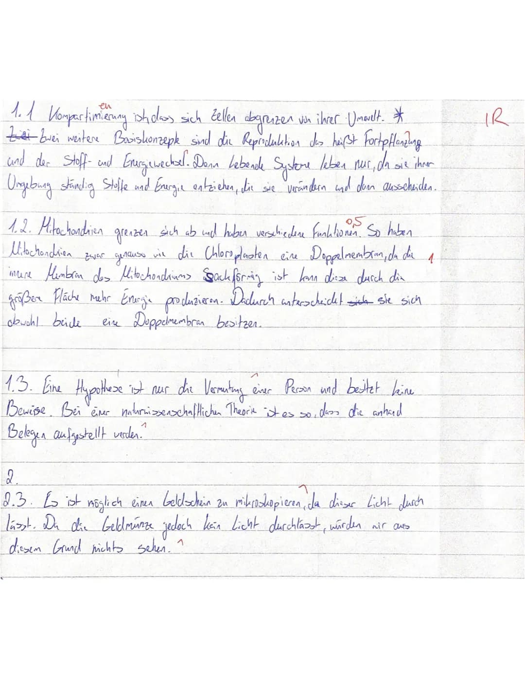 Biologie
1. Klausur E 1
Zellbiologie/ Cytologie
Name:Kiding
1. Einführung in die Biologie
( 11 BE) 6,5
Die Biologie vereint 8 Basiskonzepte.