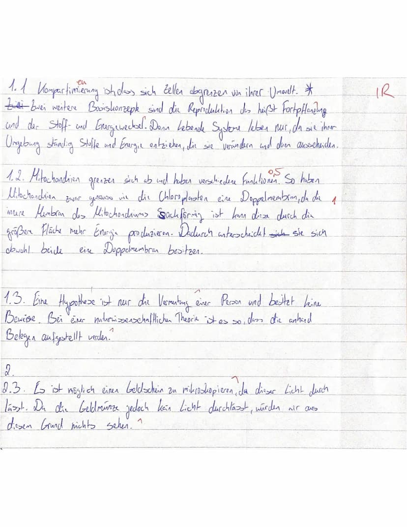 Biologie
1. Klausur E 1
Zellbiologie/ Cytologie
Name:Kiding
1. Einführung in die Biologie
( 11 BE) 6,5
Die Biologie vereint 8 Basiskonzepte.