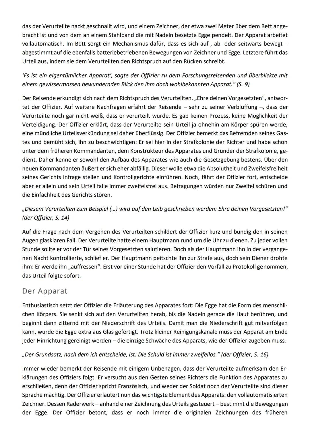 In der Strafkolonie - Franz Kafka
Übersicht
Ein Forschungsreisender wird eingeladen, die in einer Strafkolonie übliche Exekutionsart kennenz