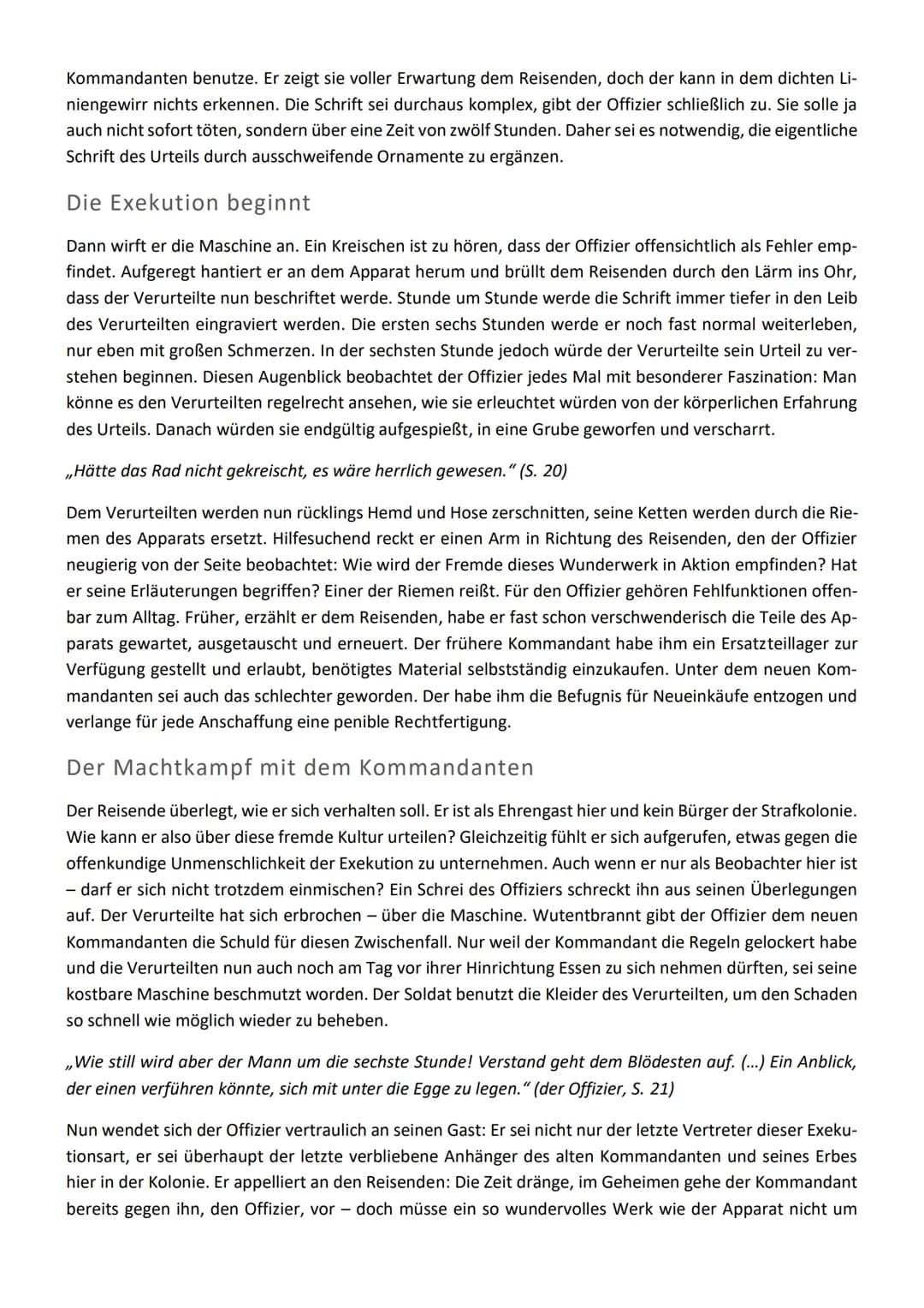 In der Strafkolonie - Franz Kafka
Übersicht
Ein Forschungsreisender wird eingeladen, die in einer Strafkolonie übliche Exekutionsart kennenz