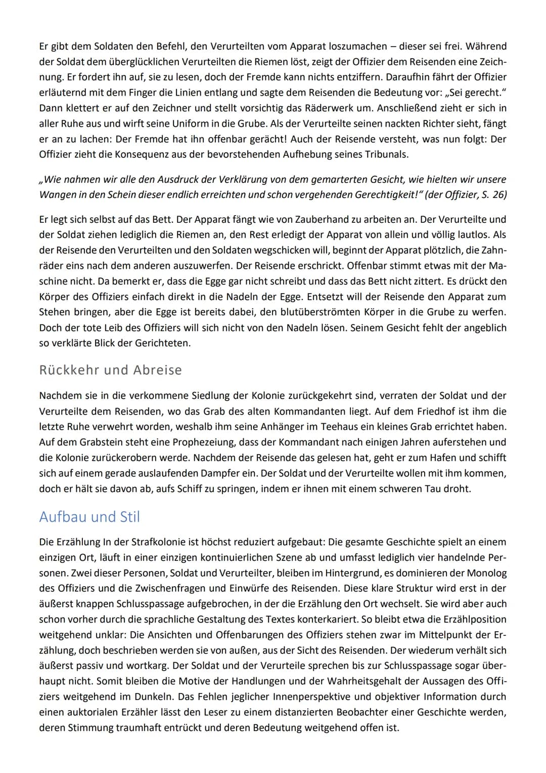 In der Strafkolonie - Franz Kafka
Übersicht
Ein Forschungsreisender wird eingeladen, die in einer Strafkolonie übliche Exekutionsart kennenz