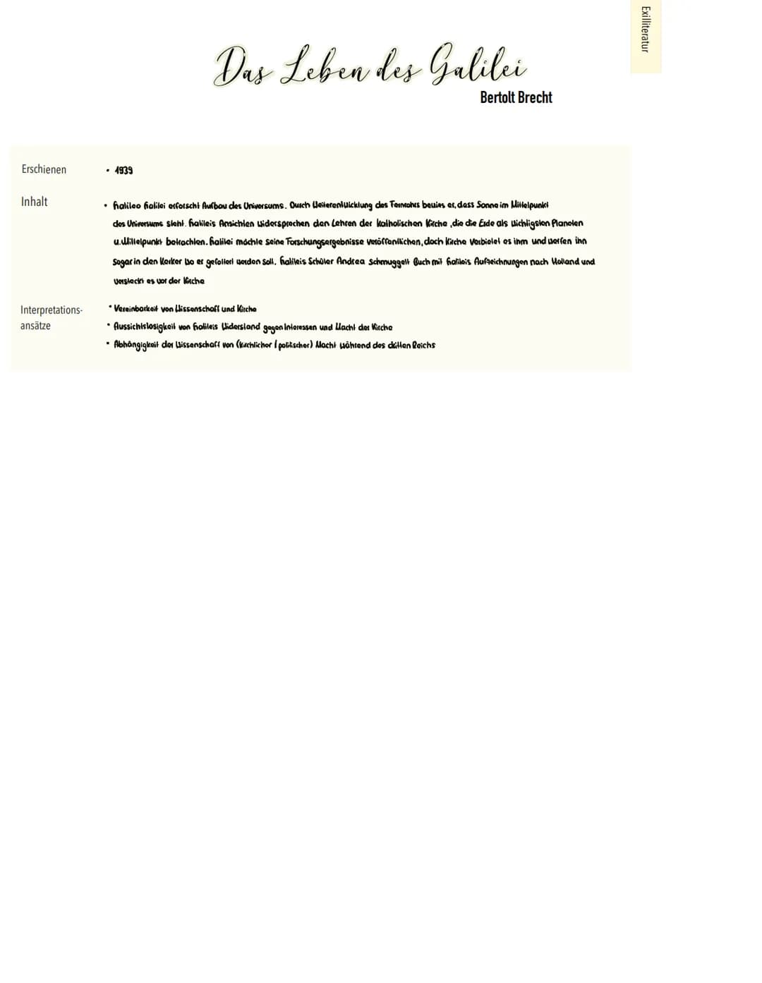 Erschienen.
Inhalt
Interpretations-
ansätze
- 4939
Das Leben des Galilei
Bertolt Brecht
• halileo fialilei erforscht Aufbau des Universums. 