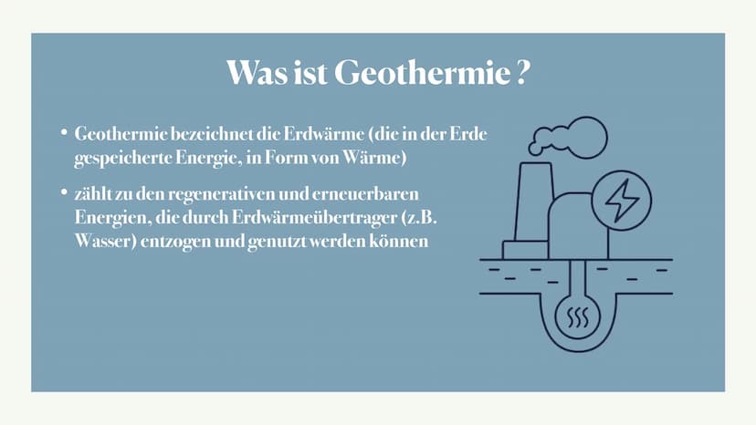 Geothermiekraftwerke ●
Was ist Geothermie?
Geothermie bezeichnet die Erdwärme (die in der Erde
gespeicherte Energie, in Form von Wärme)
• zä