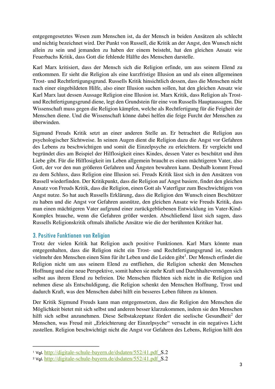 RELIGIONSKRITIK
Hausarbeit Thema 2 Inhaltsverzeichnis
1.Bertrand Russells Sicht auf Religion .....
2. Bekannte religionskritische Ansätze in