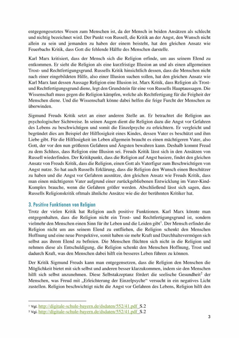 RELIGIONSKRITIK
Hausarbeit Thema 2 Inhaltsverzeichnis
1.Bertrand Russells Sicht auf Religion .....
2. Bekannte religionskritische Ansätze in