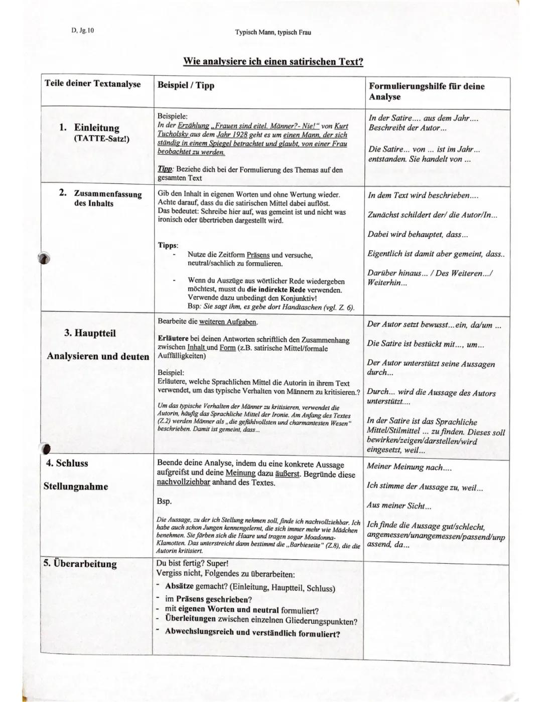 Satire analysieren 