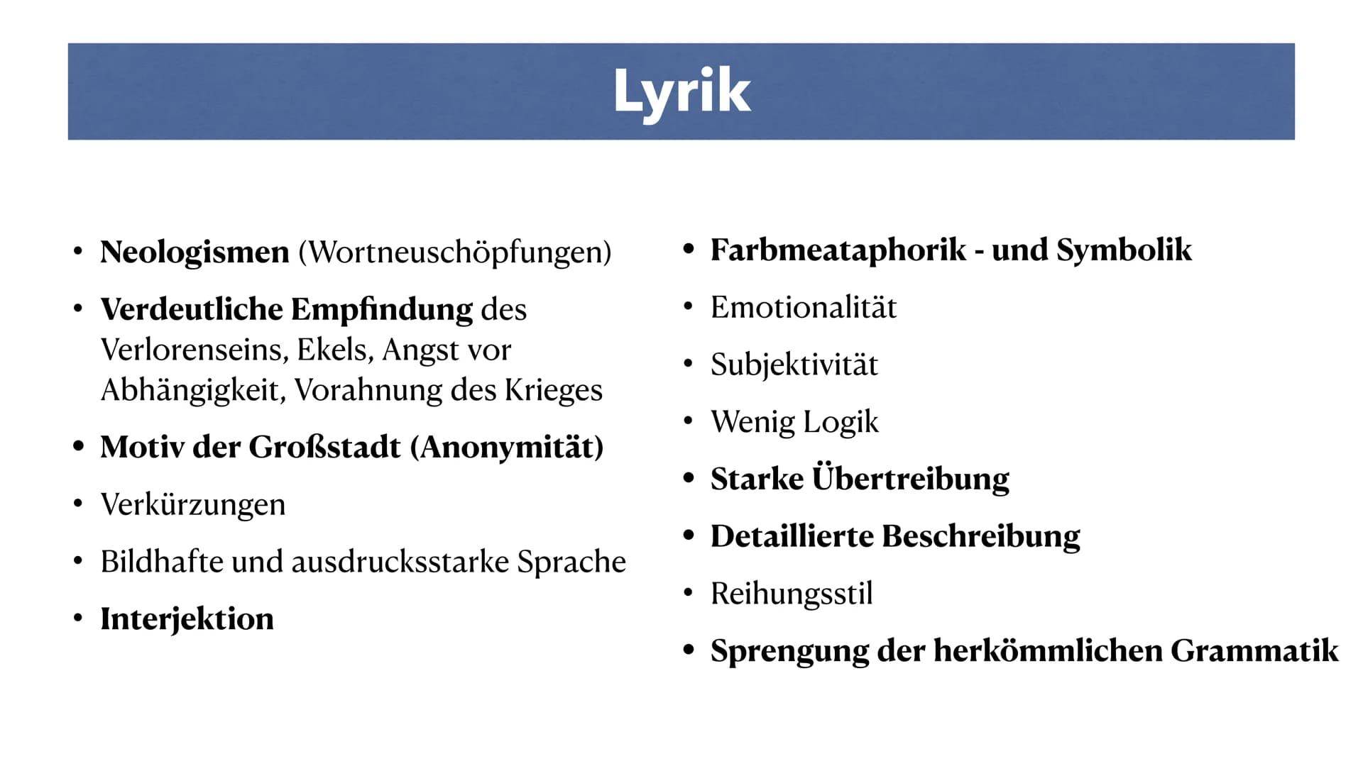 Expressionismus ●
●
●
●
●
Inhaltsverzeichnis
Historischer Hintergrund
Expressionismus Zeitabschnitte
Merkmale
Themen und Motive
Autoren und 