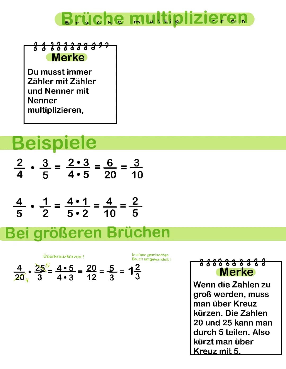 Portfolio zum Thema Bruchrechnung