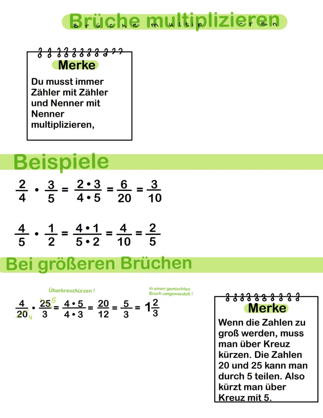 Definition
Ein Bruch stellt eine Division dar.
Echter Bruch
5-
7-
8
|
2
Unechter Bruch
Arten von Brüchen
1
Zahl
▬
Zähler
Gemischter Bruch
2
