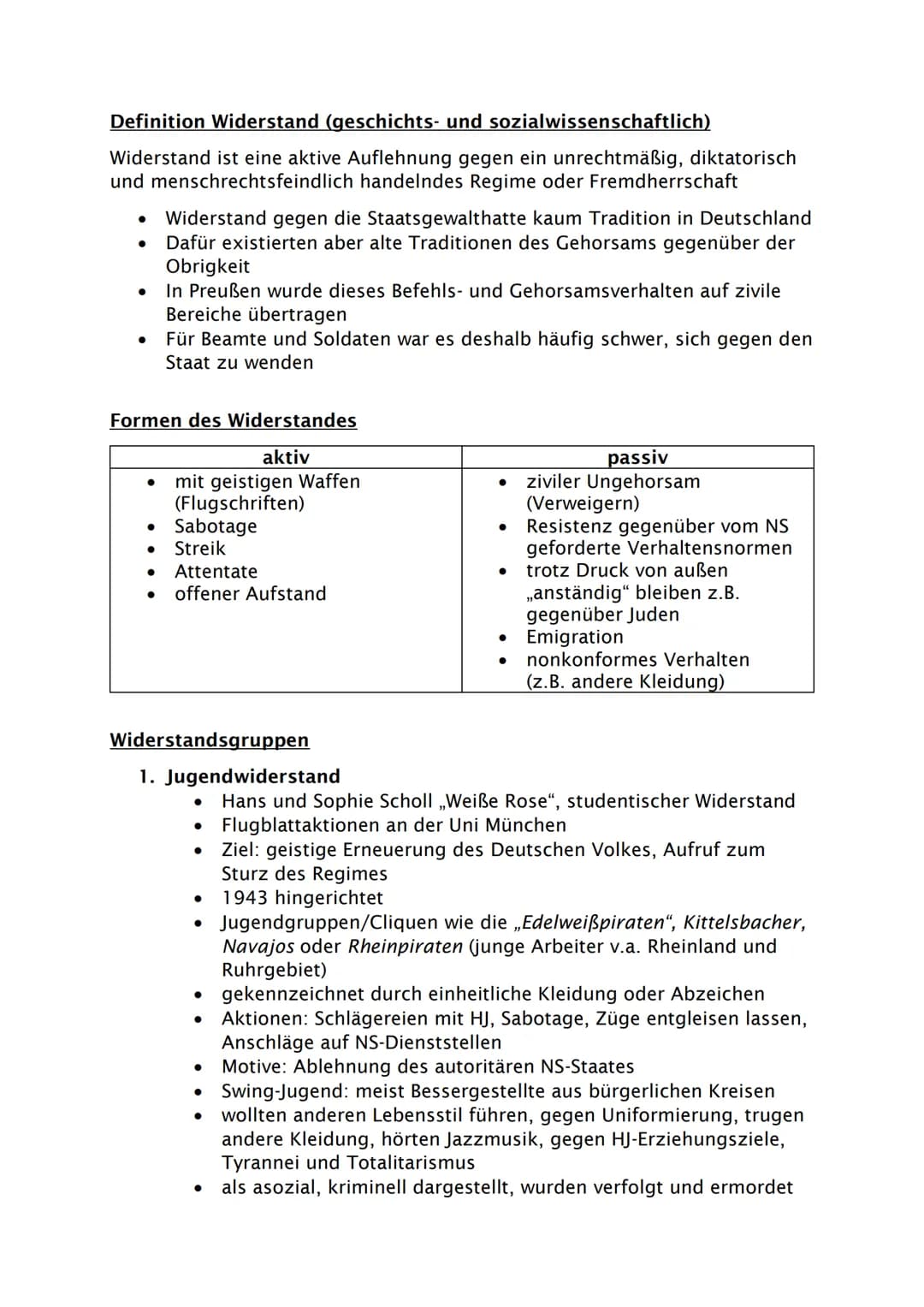 Definition Widerstand (geschichts- und sozialwissenschaftlich)
Widerstand ist eine aktive Auflehnung gegen ein unrechtmäßig, diktatorisch
un