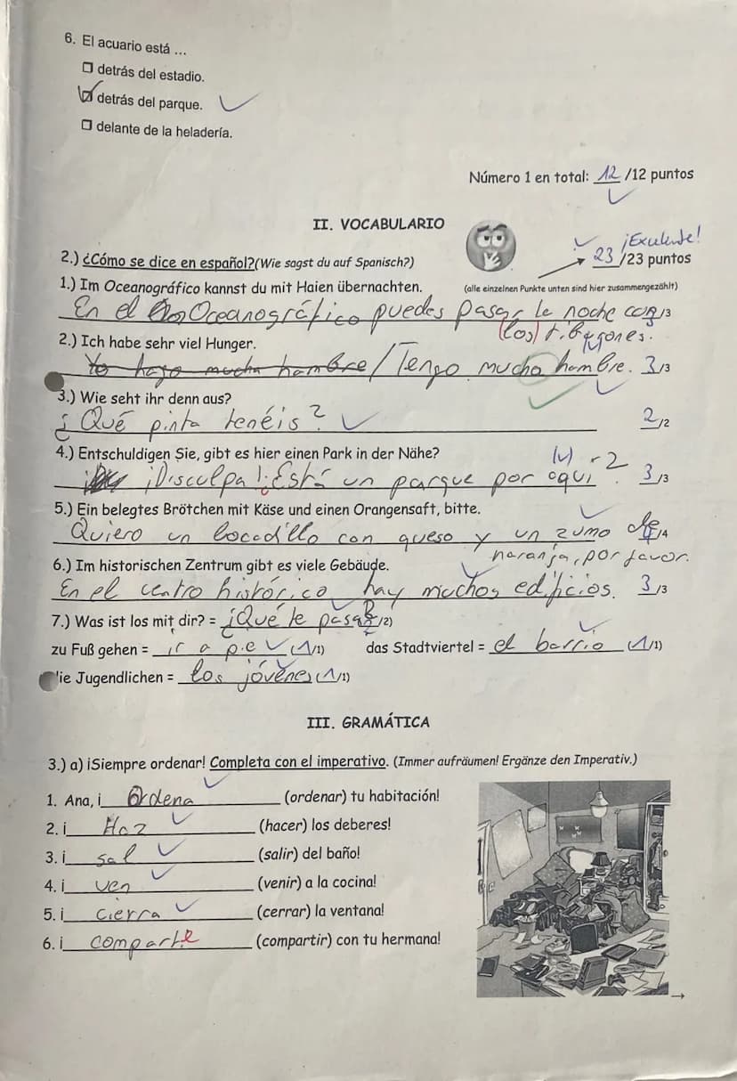 Yo me llamo:
I. COMPRENDER UN TEXTO (= einen Text verstehen)-
¿Está lejos?
1.) Lee el diálogo y marca la casilla correcta. | Lies den Dialog