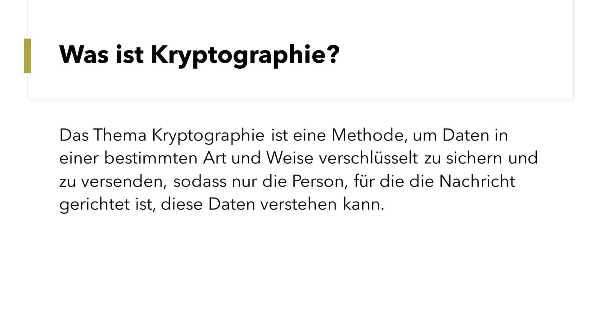 Kryptographie
Kurze Einführung
1.44
00
00 00
0 000 00 00 O
00
000 0 0
000 00 0
00 0 00
0 00 00 0 □ 000 0
80
■ ‒‒‒‒
00
00 Was ist Kryptograph