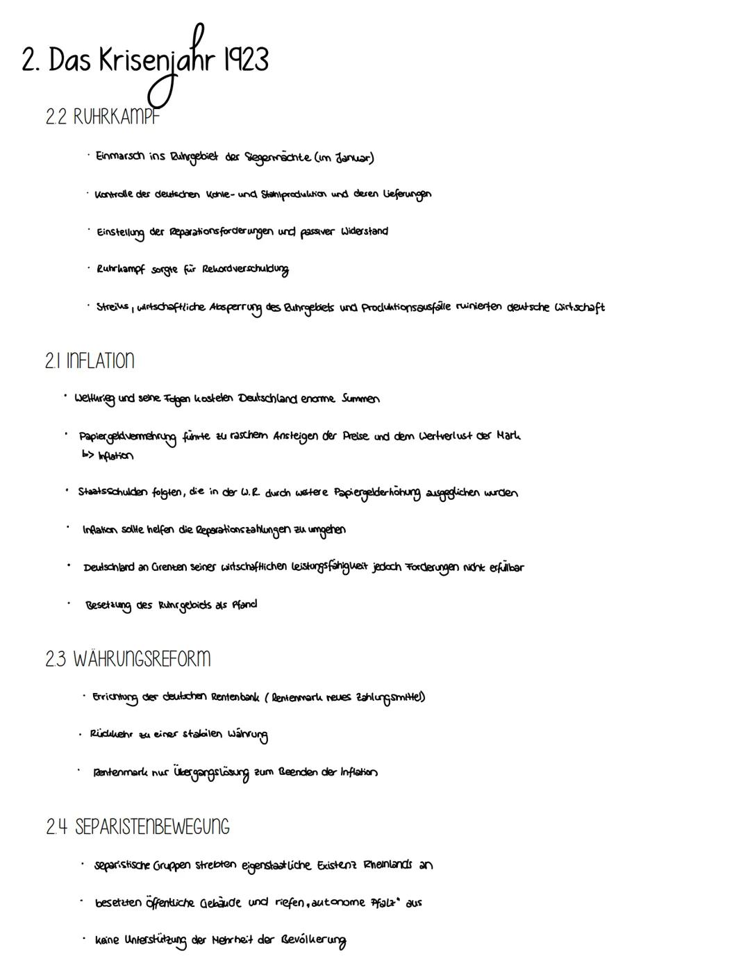 # Geschichte Lernzettel Q2 Nr.2

1. Die Belastungen der Anfangsjahre

II BESTIMMUNGEN VERSAILLER VERTRAG

*   finanziell und wirtschaftlich: