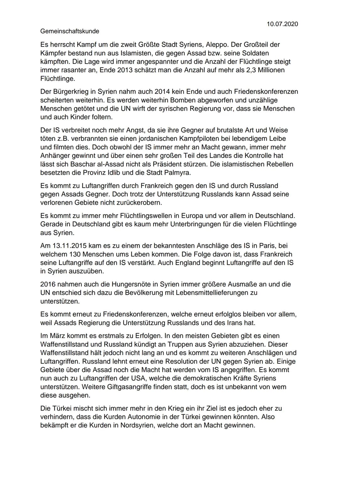 Gemeinschaftskunde
10.07.2020
Krieg in Syrien - Ist der arabische Frühling gelungen?
Was ist der arabische Frühling?:
Der arabische Frühling