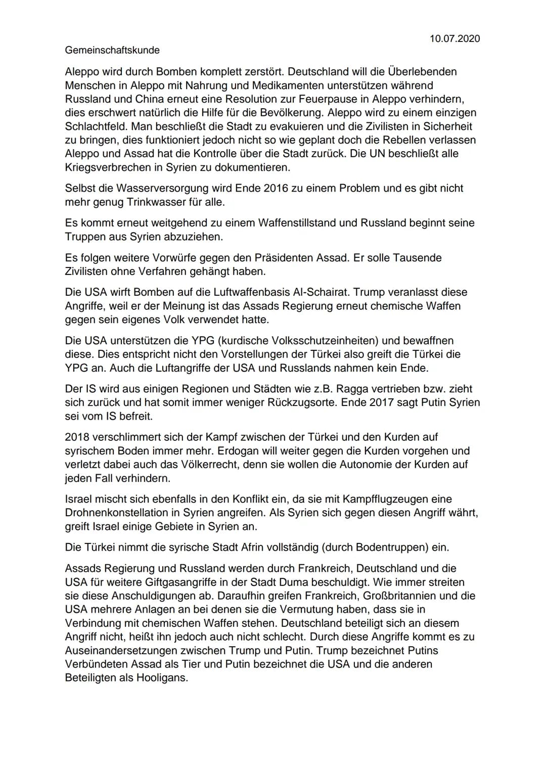 Gemeinschaftskunde
10.07.2020
Krieg in Syrien - Ist der arabische Frühling gelungen?
Was ist der arabische Frühling?:
Der arabische Frühling