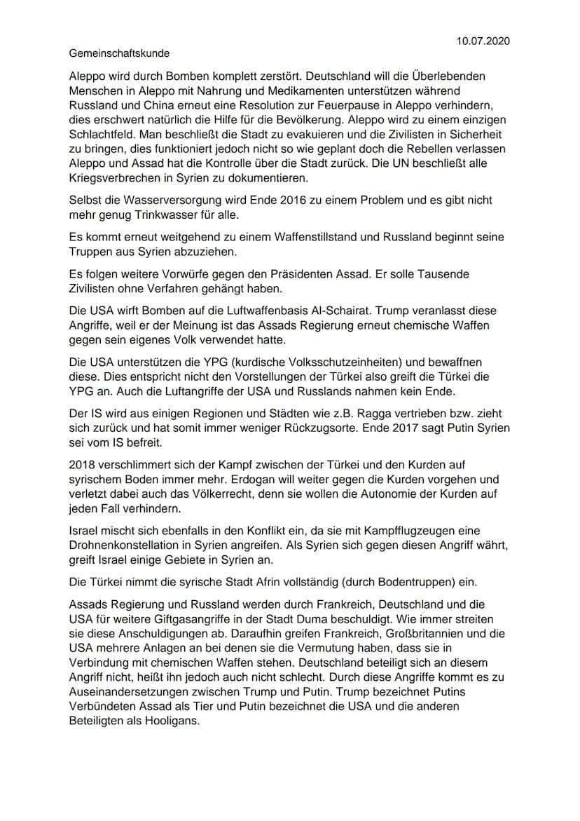 Gemeinschaftskunde
10.07.2020
Krieg in Syrien - Ist der arabische Frühling gelungen?
Was ist der arabische Frühling?:
Der arabische Frühling