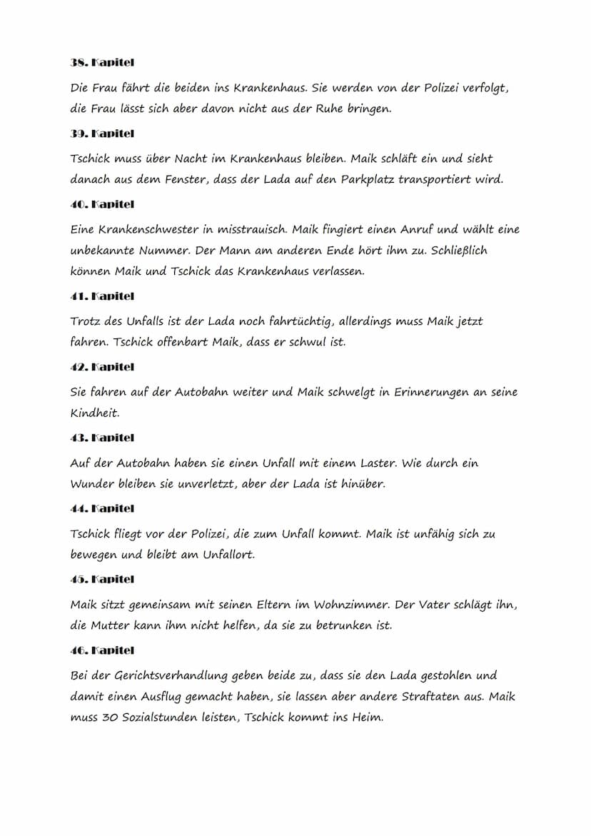 „Tschick
Wolfgang Herrndorf
Inhalt
Inhalt
Der Roman ,,Tschick" von Wolfgang Herrndorf,
veröffentlicht 2010. Handelt von den Erlebnissen
1. K