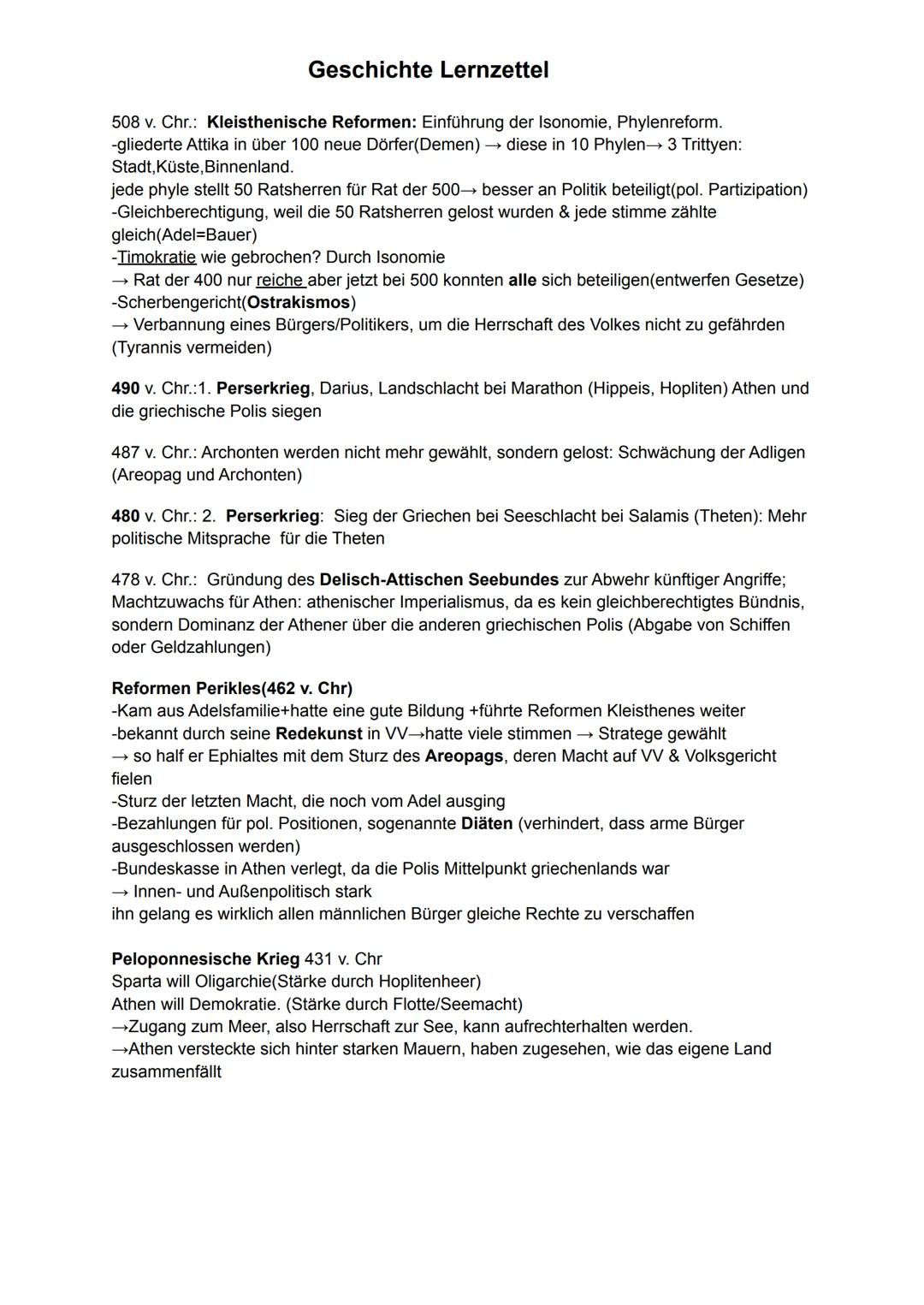 Geschichte Lernzettel
attische Herrschaftsstruktur vor Solon (7.Jh. v. Chr.)
Oligarchie - vom Adel geleitet worden
Adel stellt 9 Archonten (