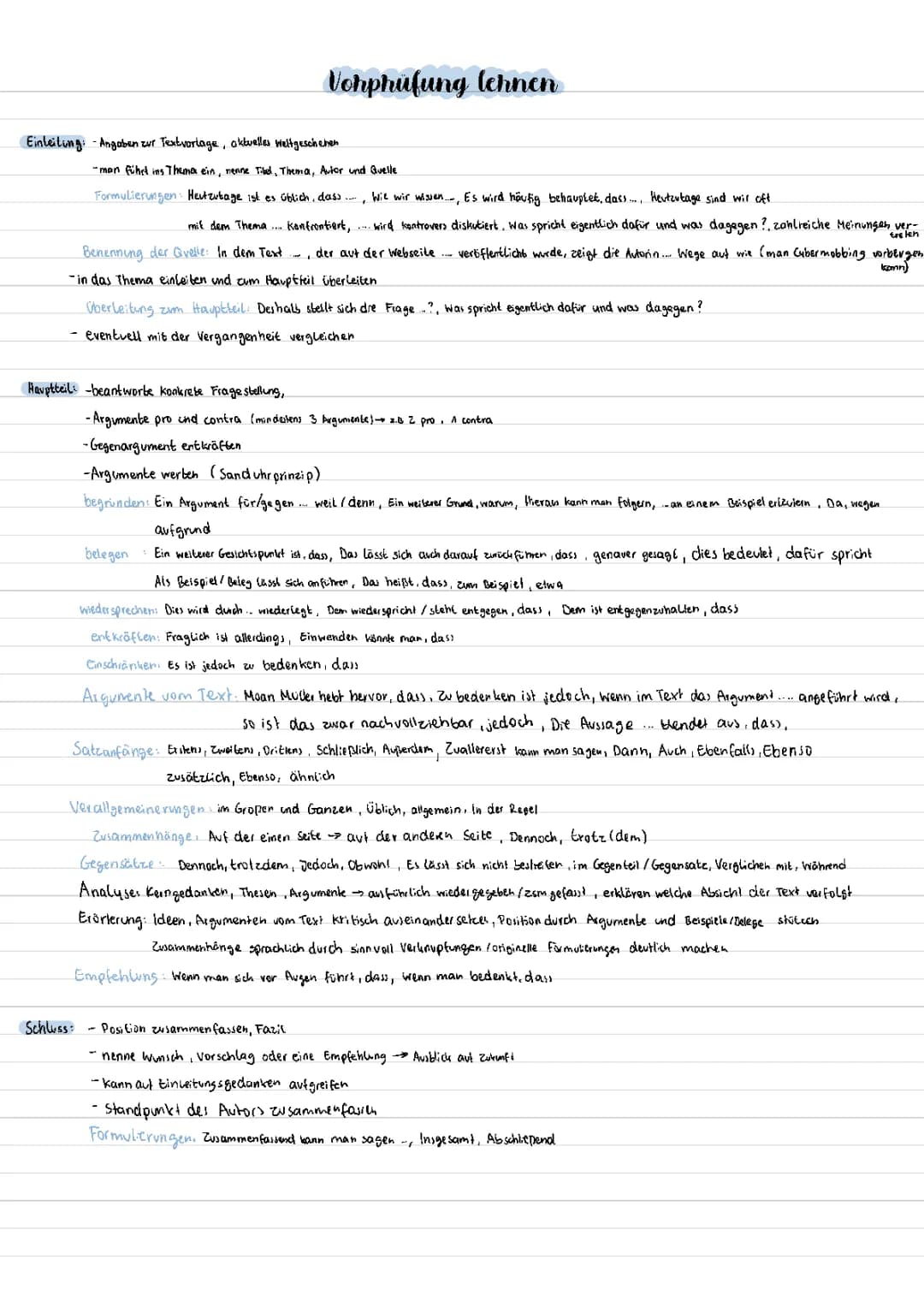 Erörterung schreiben