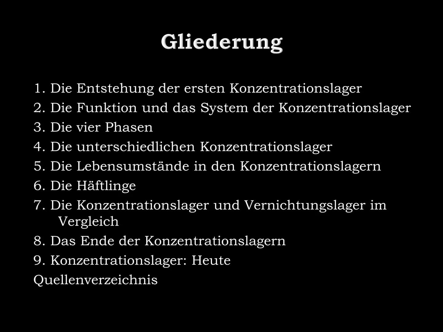 Geschichte
Referate: Konzentrationslager
Gliederung:
1. Die Entstehung der ersten Konzentrationslager
- Was waren Konzentrationslager?
- Wer