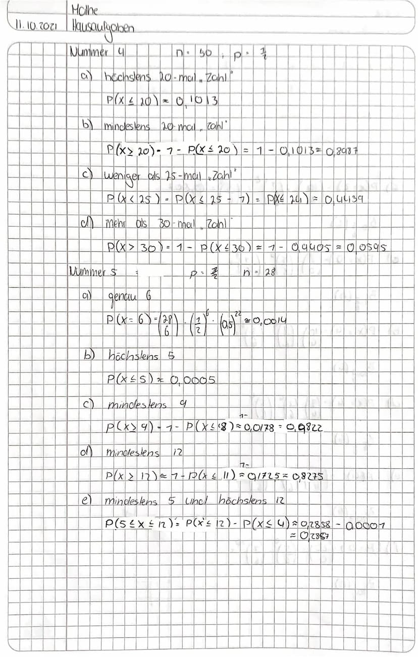 4. Kumulierte Wahrscheinlichkeit
Definition: Die Wahrscheinlichkeit P(X k) - P(X-0) + P(X-1) +.
S
kumulierte Wahrscheinlichkeit.
Die kumulie