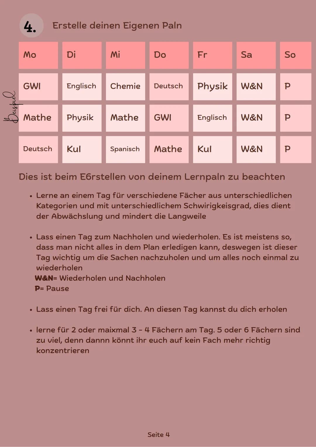 Das Lernen
ме
leichter gemacht Inhalt
1. Warum lerne ich?
2. A day for yourself
3. Ein Lernplan erstellen
4. random Tipps
5. Youtube Kanäle

