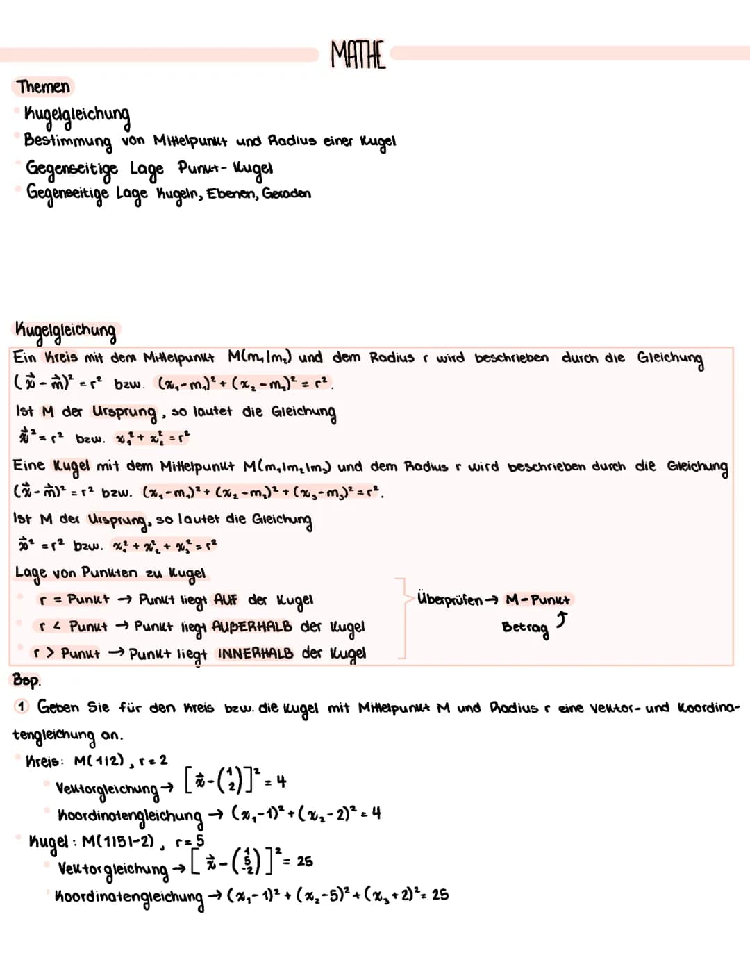 2 Bestimmung von Mittelpunkt und Radius einer Kugel
©x₁² + x² + x² + 4x₂ - 6x₂ + 8%, -7 = 0
x² + 4x₁ + x²₂ -6%₂₁ + x² + 8x₂ = 7
%²³₁ + 4x + 