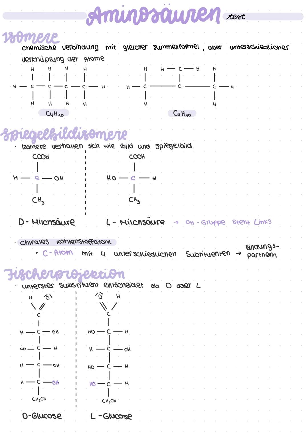 Isomere
chemische verbindung mit gleicher summen formel aber unterschiedlicher
verknüpfung der Atome
H
H
H-
H
C-
H-
H
C
|
CH₂
COOH
|
H
C4H10