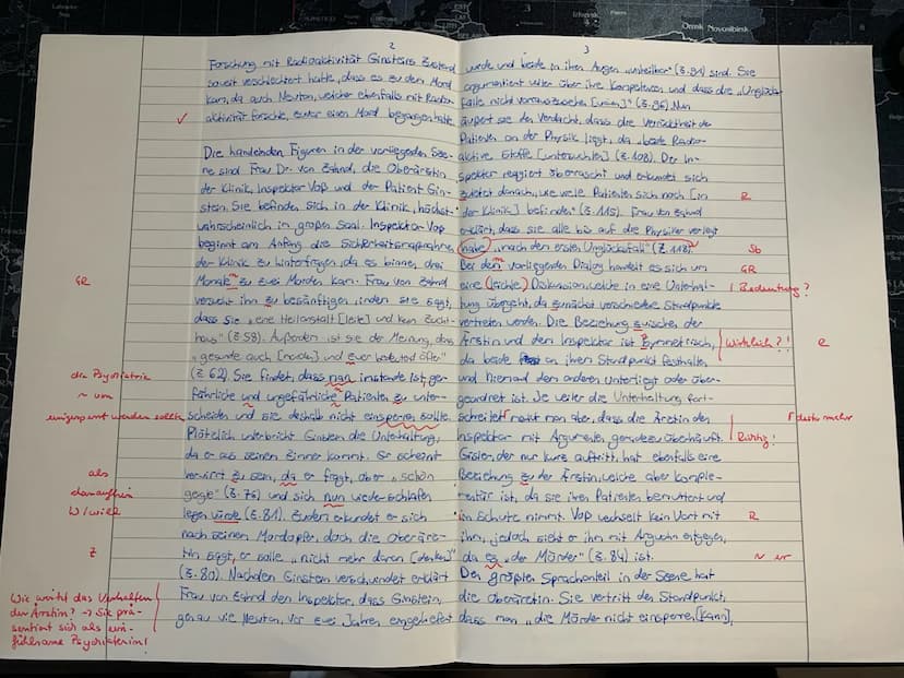 Deutsch LK 11.2 Kursarbeit Nr. 1, F. Dürrenmatt, Die Physiker
Name: Juli
Inhaltsangabe:
Der Text beginnt mit einer Einleitung.
Die Inhaltsan