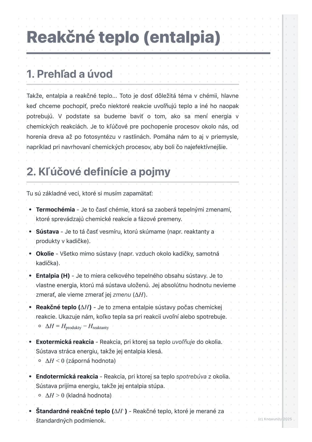 # Reakčné teplo (entalpia)

1. Prehľad a úvod

Takže, entalpia a reakčné teplo... Toto je dosť dôležitá téma v chémii, hlavne
keď chceme poc