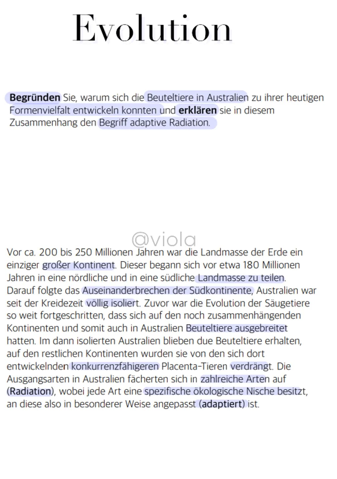 Evolution
Erläutern Sie die geschichtliche Entwicklung des Evolutionsgedanken und
stellen Sie die wesentlichen Theorien in ihren Grundzügen 