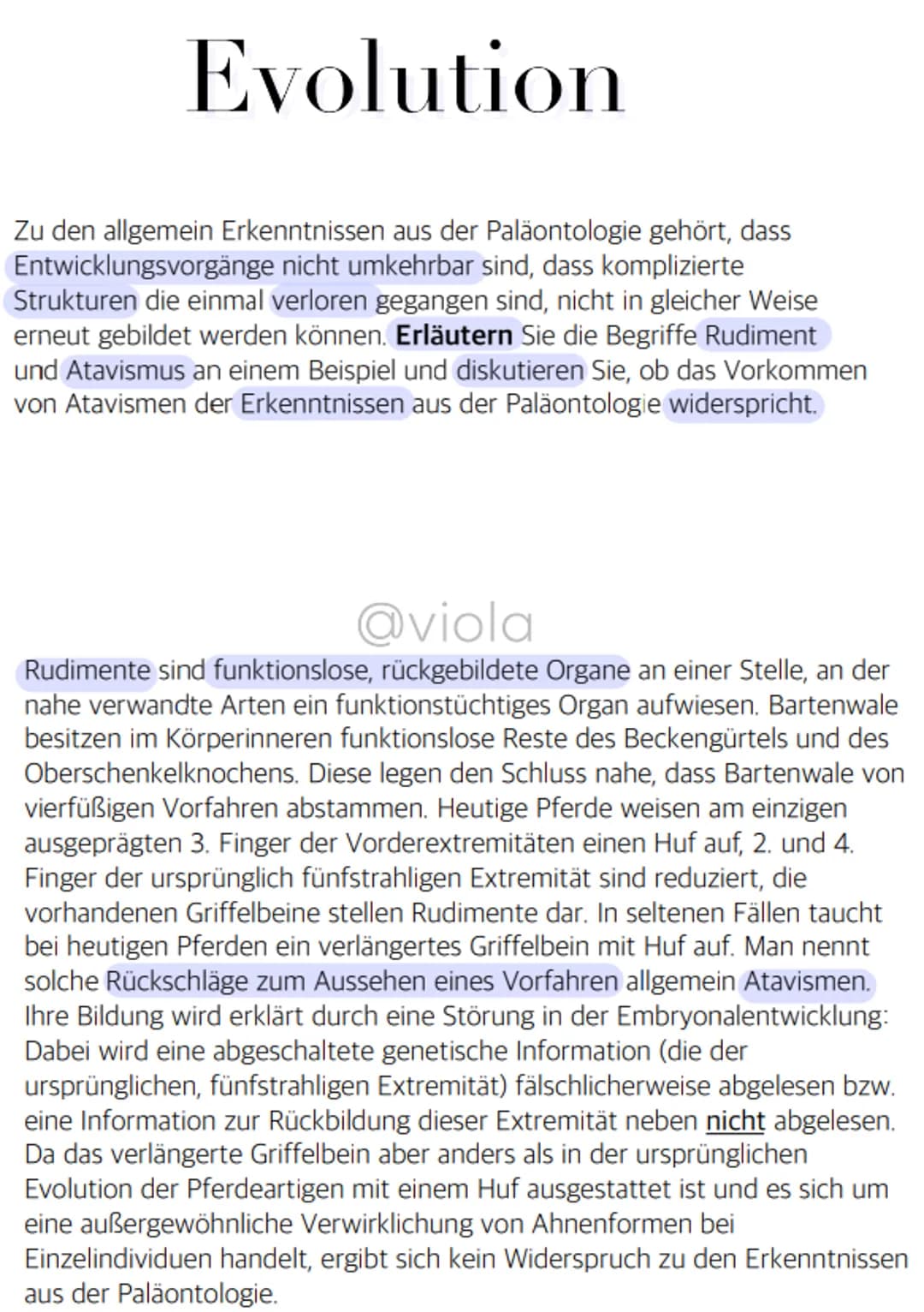 Evolution
Erläutern Sie die geschichtliche Entwicklung des Evolutionsgedanken und
stellen Sie die wesentlichen Theorien in ihren Grundzügen 