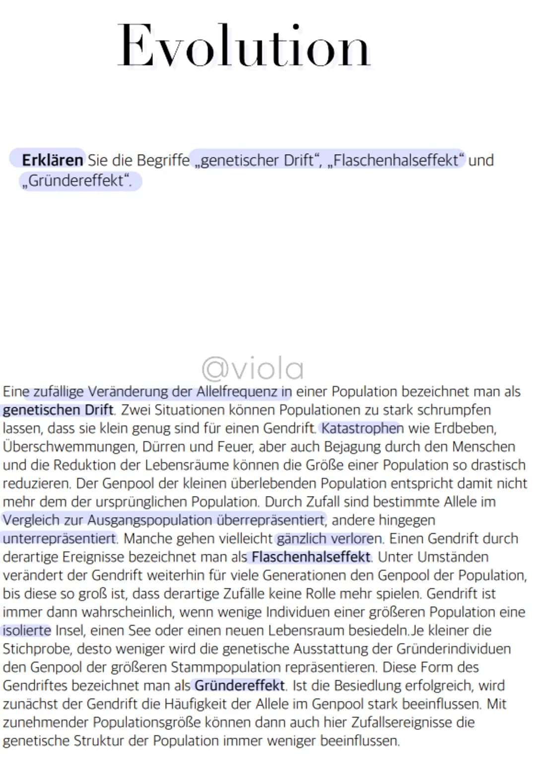 Evolution
Erläutern Sie die geschichtliche Entwicklung des Evolutionsgedanken und
stellen Sie die wesentlichen Theorien in ihren Grundzügen 