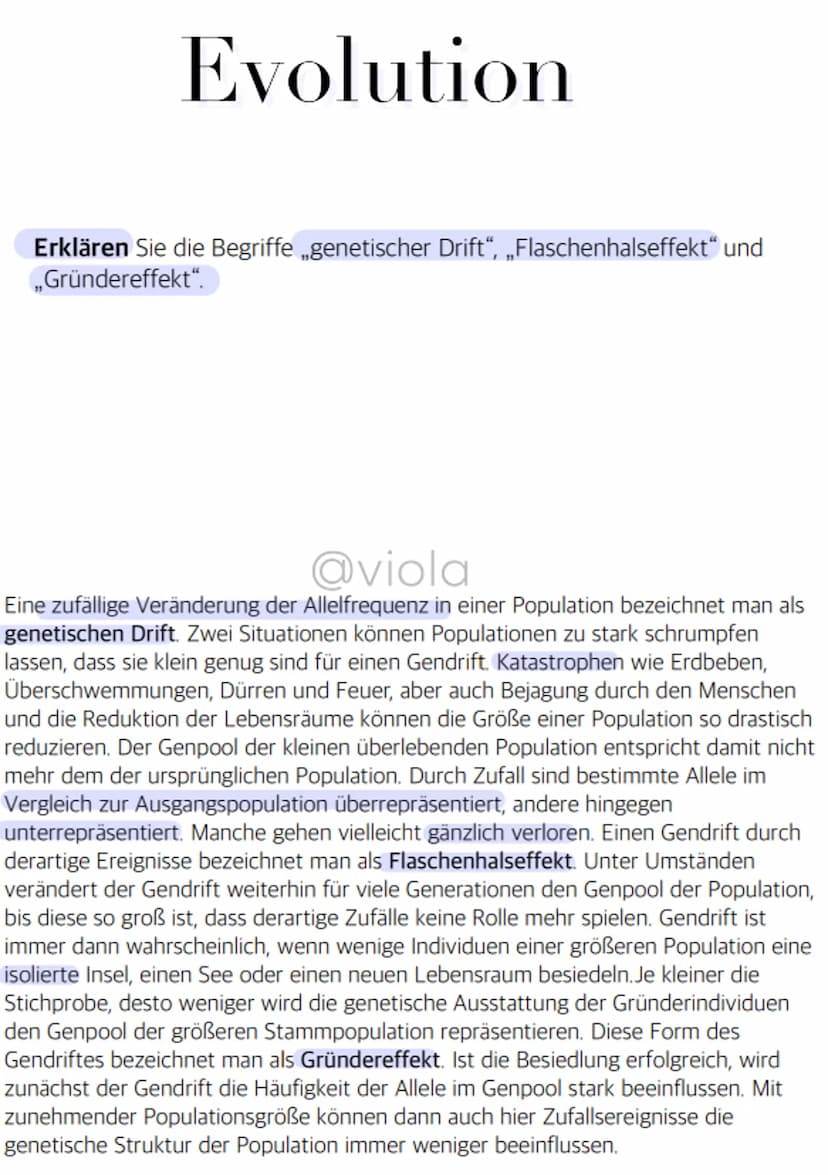 Evolution
Erläutern Sie die geschichtliche Entwicklung des Evolutionsgedanken und
stellen Sie die wesentlichen Theorien in ihren Grundzügen 