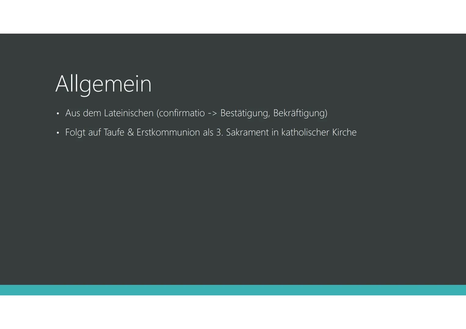 Firmung
Viktoria Grimm & Luise
Hamsch, 8c Gliederung Allgemein
Aus dem Lateinischen (confirmatio -> Bestätigung, Bekräftigung)
Folgt auf Tau
