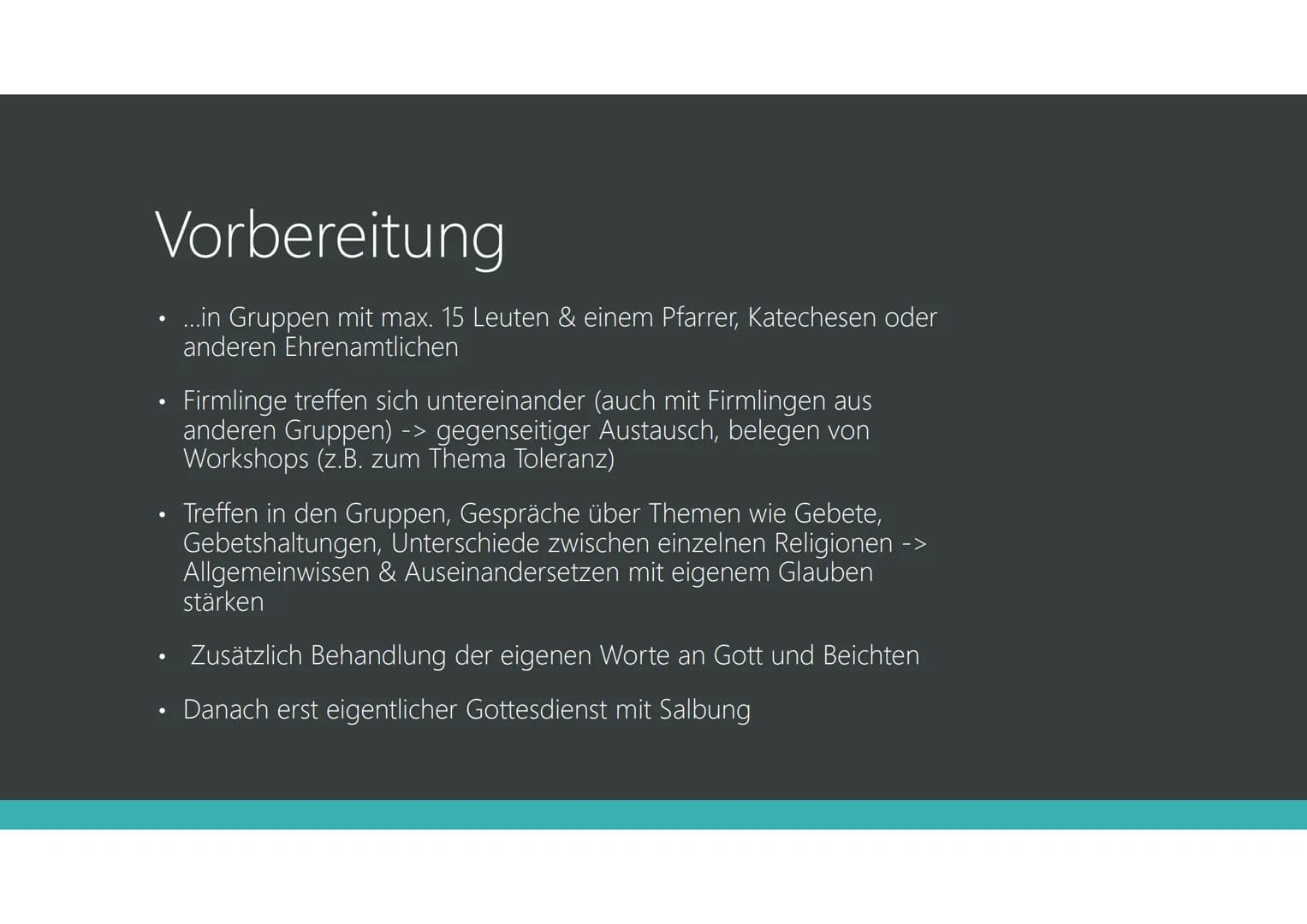 Firmung
Viktoria Grimm & Luise
Hamsch, 8c Gliederung Allgemein
Aus dem Lateinischen (confirmatio -> Bestätigung, Bekräftigung)
Folgt auf Tau