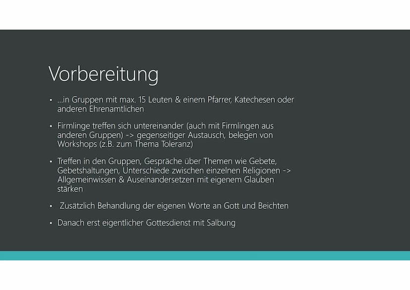 Firmung
Viktoria Grimm & Luise
Hamsch, 8c Gliederung Allgemein
Aus dem Lateinischen (confirmatio -> Bestätigung, Bekräftigung)
Folgt auf Tau