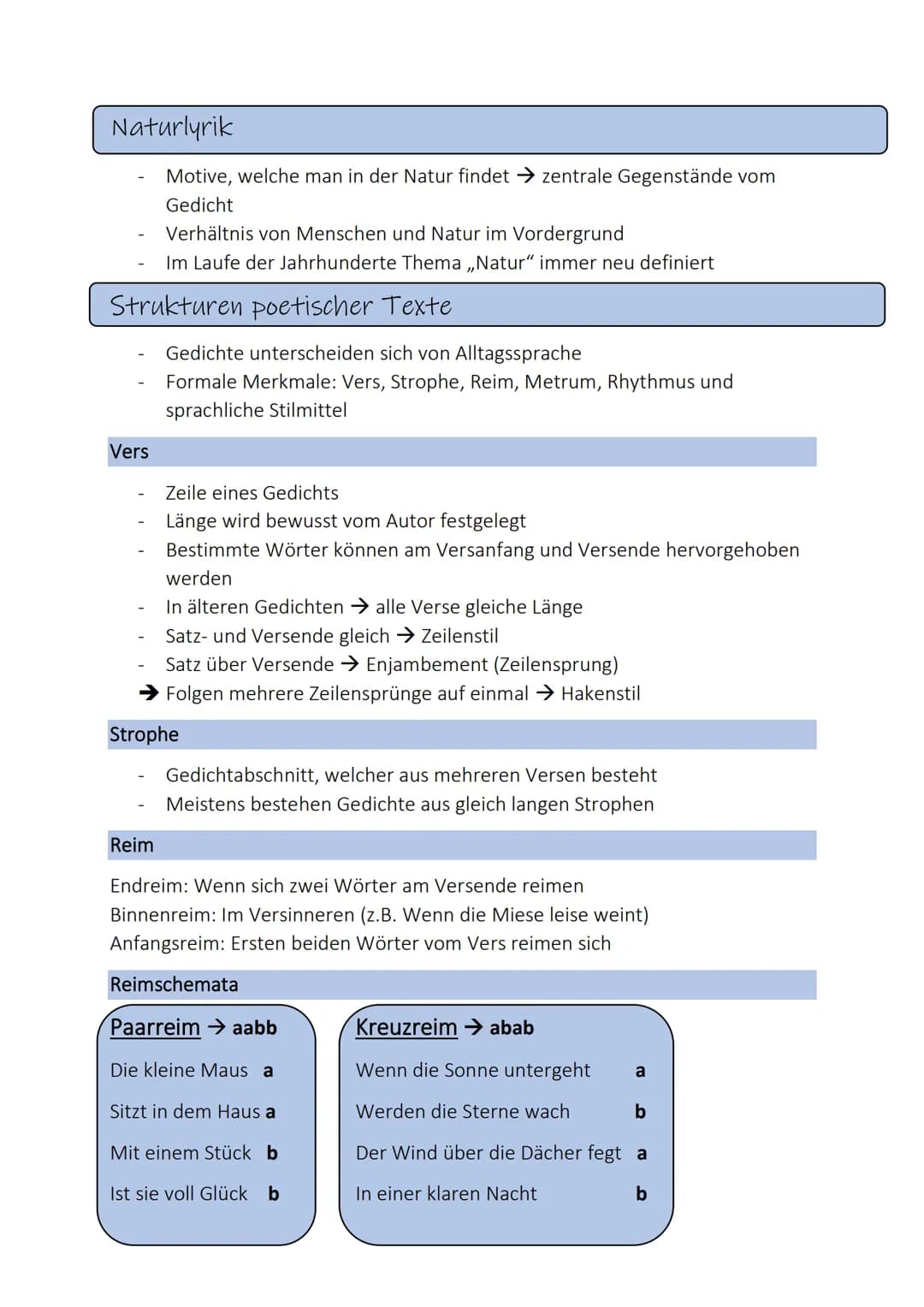 Einleitung
Gedichtanalyse - Lernzettel Klausur Nr. 4
↑↑↑↑
个个个个个
Titel
Autor
Hauptteil
Erscheinungsjahr
Gedichtart
Thema (z.B. Natur, Liebe)
