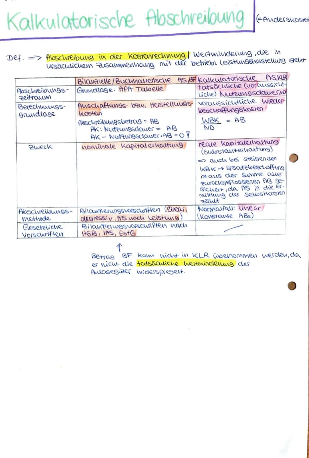 Kalkulatorische Kosten
Definition: Kosten, denen in der Finanzbuchhaltung gar kein Aufwand
oder ein Aufwand in anderer Höhe gegenübersteht
Z