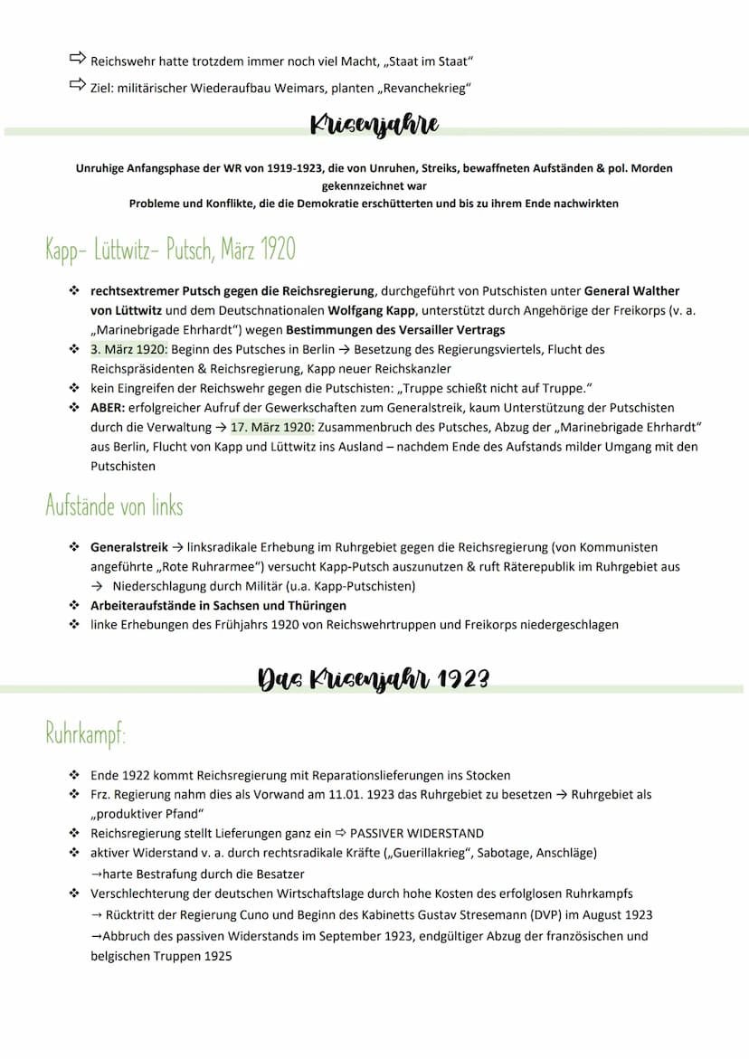 Während der Entstehung der Republik
Die Novemberrevolution 1918
Weimarer Republik
→ OHL muss sich nach Kriegszielen der USA richten, Vorbedi